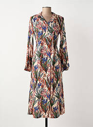 Robe mi-longue imprimé fleurs manches longues beige LE PETIT BAIGNEUR femme