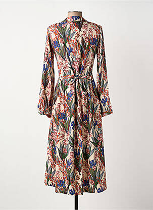Robe mi-longue imprimé fleurs manches longues beige LE PETIT BAIGNEUR femme