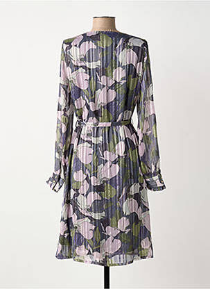 Robe mi-longue imprimé fleurs manches longues violet DAMART femme