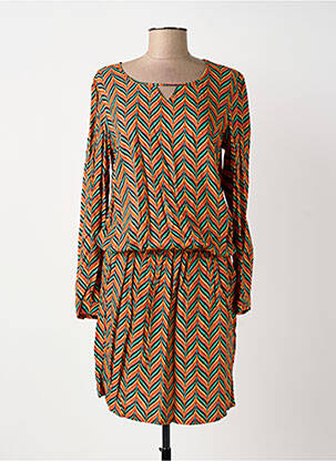 Robe mi-longue manches longues manches longues orange LE PETIT BAIGNEUR femme