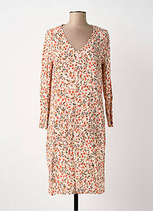 Robe mi-longue imprimé fleurs manches longues beige LE PETIT BAIGNEUR femme