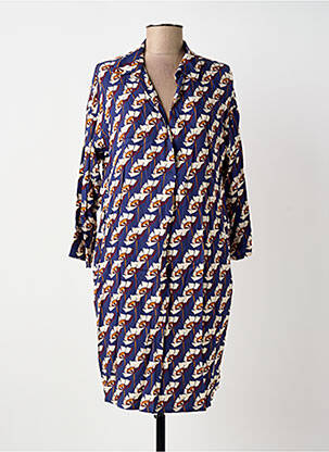 Robe mi-longue imprimé fleurs manches longues bleu LE PETIT BAIGNEUR femme