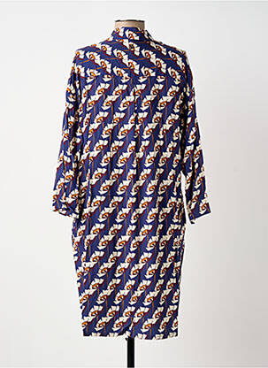 Robe mi-longue imprimé fleurs manches longues bleu LE PETIT BAIGNEUR femme
