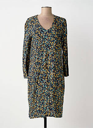 Robe mi-longue imprimé fleurs manches longues bleu LE PETIT BAIGNEUR femme