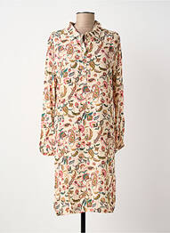 Robe mi-longue imprimé fleurs manches longues beige LE PETIT BAIGNEUR femme