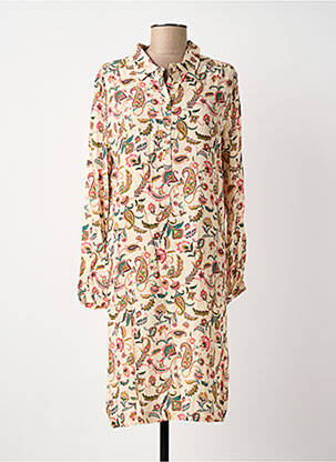 Robe mi-longue imprimé fleurs manches longues beige LE PETIT BAIGNEUR femme