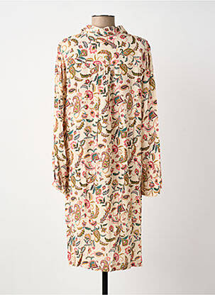 Robe mi-longue imprimé fleurs manches longues beige LE PETIT BAIGNEUR femme