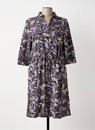Robe mi-longue imprimé fleurs manches longues violet DAMART femme