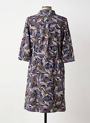 Robe mi-longue imprimé fleurs manches longues violet DAMART femme