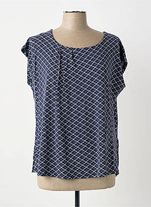 Top tissage jersey manches courtes bleu SHEEGO femme