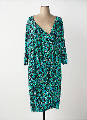 Robe mi-longue imprimé fleurs manches longues noir SHEEGO femme