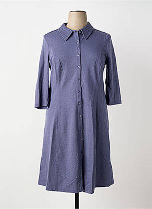 Robe mi-longue manches longues manches longues bleu SHEEGO femme