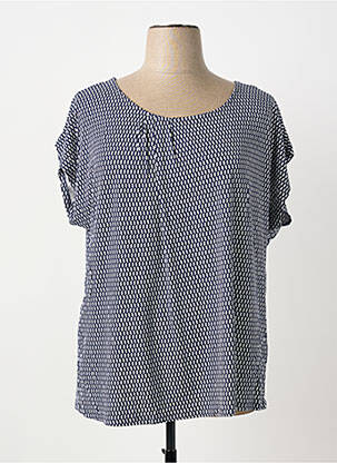 Top tissage jersey manches courtes bleu SHEEGO femme
