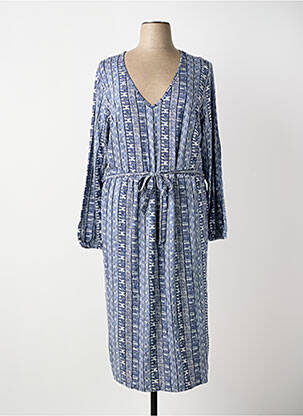 Robe mi-longue manches longues manches longues bleu SHEEGO femme