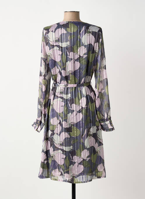 Robe mi-longue imprimé fleurs manches longues violet DAMART femme