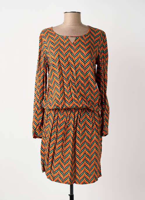 Robe mi-longue manches longues manches longues orange LE PETIT BAIGNEUR femme