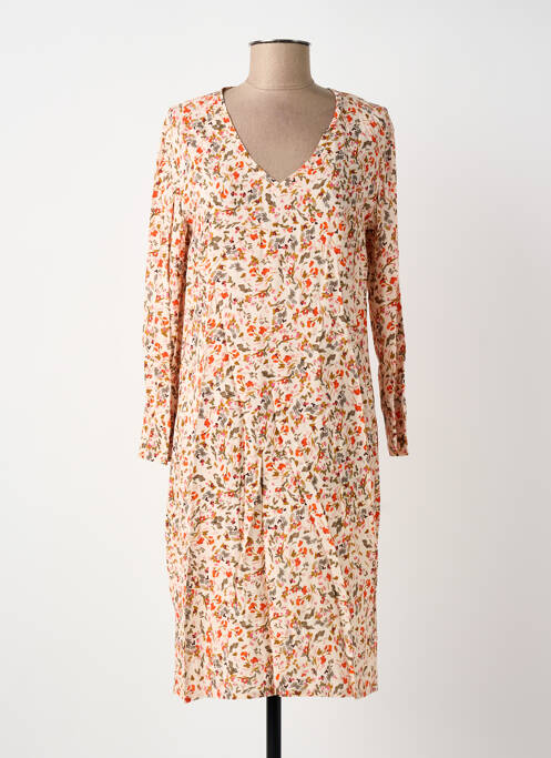 Robe mi-longue imprimé fleurs manches longues beige LE PETIT BAIGNEUR femme