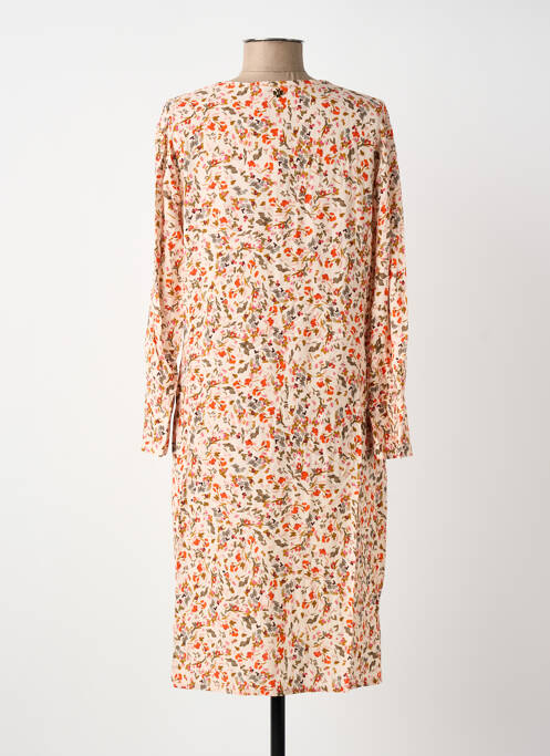 Robe mi-longue imprimé fleurs manches longues beige LE PETIT BAIGNEUR femme