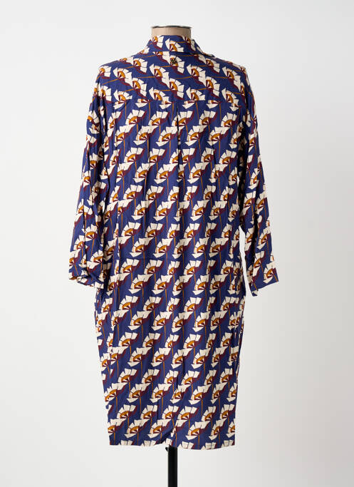 Robe mi-longue imprimé fleurs manches longues bleu LE PETIT BAIGNEUR femme