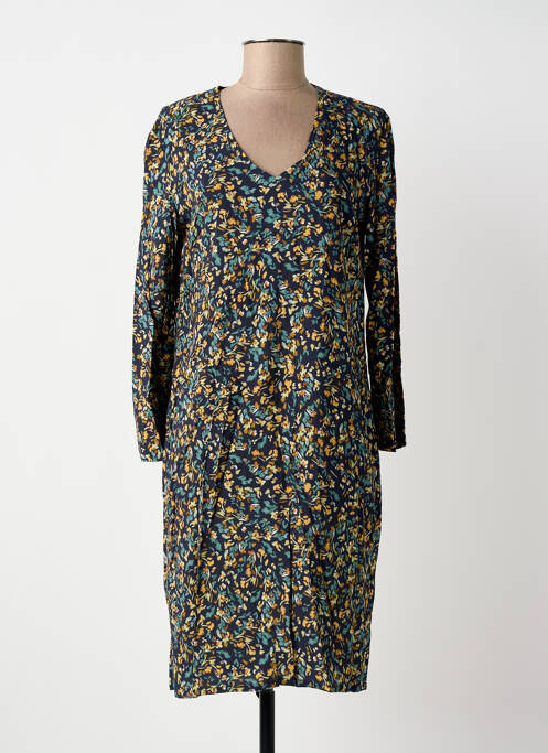 Robe mi-longue imprimé fleurs manches longues bleu LE PETIT BAIGNEUR femme