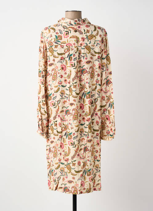 Robe mi-longue imprimé fleurs manches longues beige LE PETIT BAIGNEUR femme