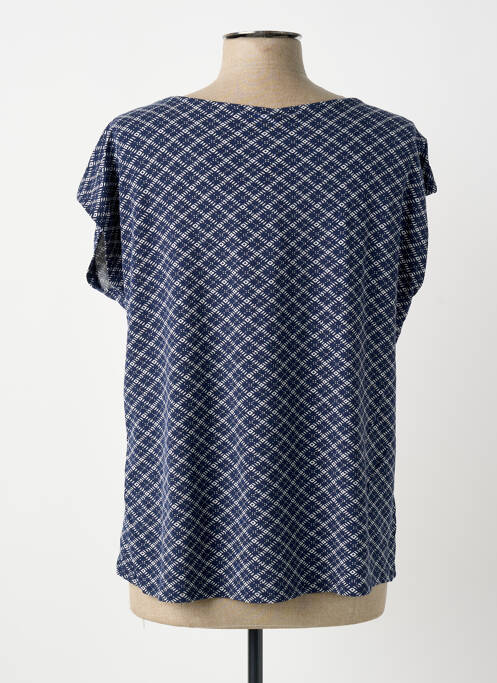 Top tissage jersey manches courtes bleu SHEEGO femme