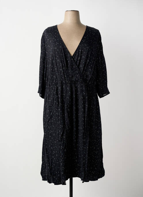 Robe mi-longue manches longues manches longues noir SHEEGO femme