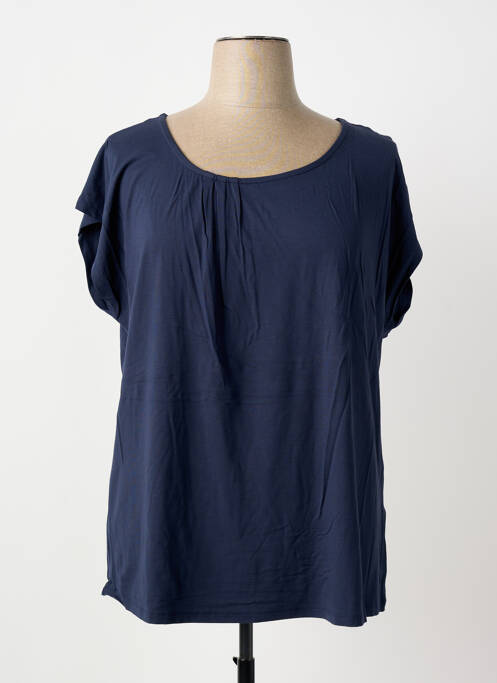 Top tissage jersey manches courtes bleu SHEEGO femme