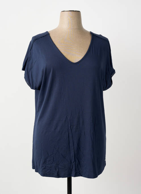Top tissage jersey manches courtes bleu SHEEGO femme