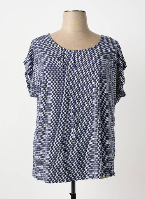 Top tissage jersey manches courtes bleu SHEEGO femme