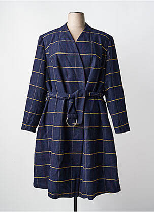 Manteau long coupe cintrée sans capuche bleu SHEEGO femme