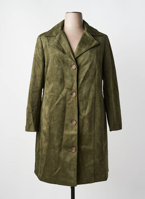 Manteau long coupe cintrée sans capuche vert SHEEGO femme