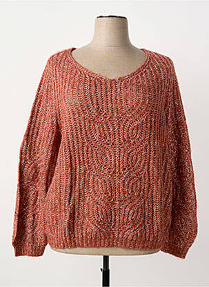 Pull tissage chiné manches longues orange SHEEGO femme