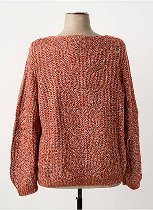 Pull tissage chiné manches longues orange SHEEGO femme