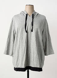 Sweat-shirt à capuche stretch manches 3/4 gris SHEEGO femme