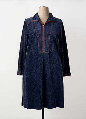 Robe mi-longue manches longues manches longues bleu SHEEGO femme