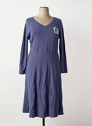 Robe mi-longue manches longues manches longues bleu SHEEGO femme