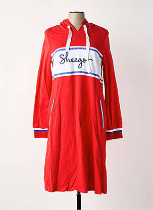 Robe mi-longue manches longues manches longues rouge SHEEGO femme