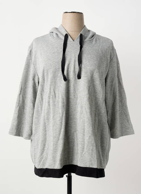 Sweat-shirt à capuche stretch manches 3/4 gris SHEEGO femme