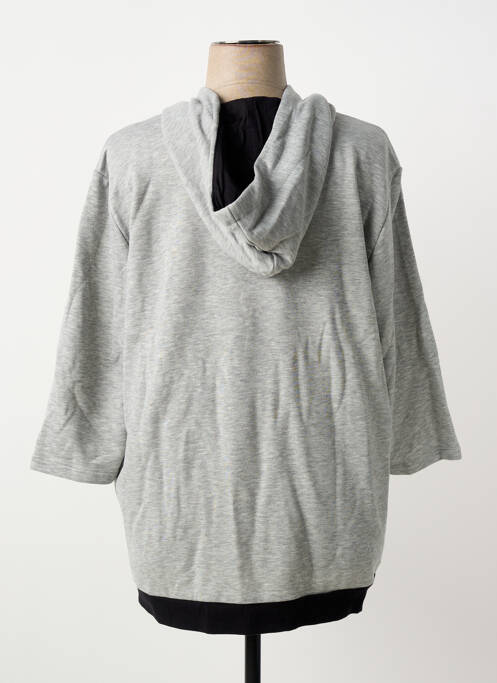 Sweat-shirt à capuche stretch manches 3/4 gris SHEEGO femme