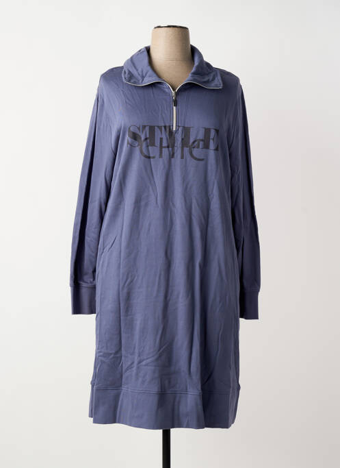 Robe mi-longue manches longues manches longues bleu SHEEGO femme