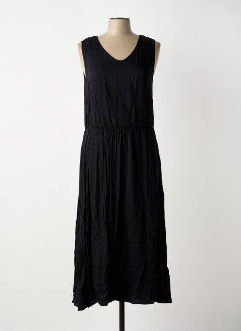 Robe longue tissage crêpe sans manche noir SHEEGO femme