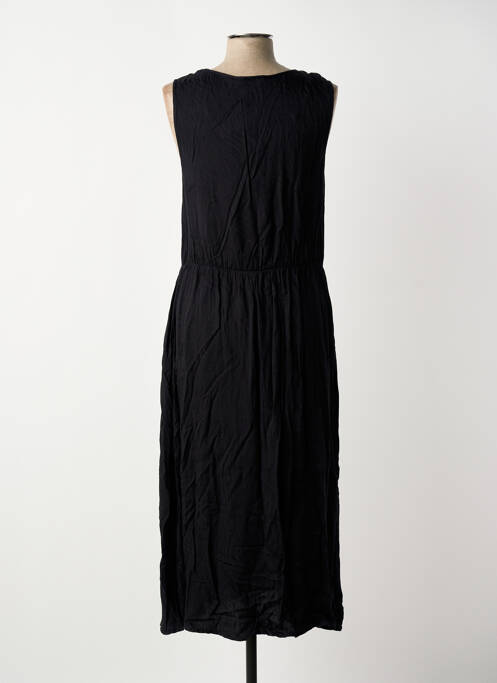 Robe longue tissage crêpe sans manche noir SHEEGO femme