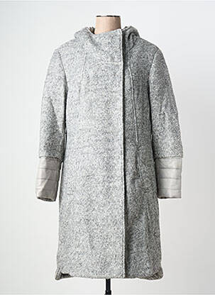 Manteau long fermeture pressionnée a capuche gris SHEEGO femme