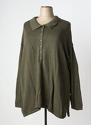 Pull coupe droite manches longues vert SHEEGO femme