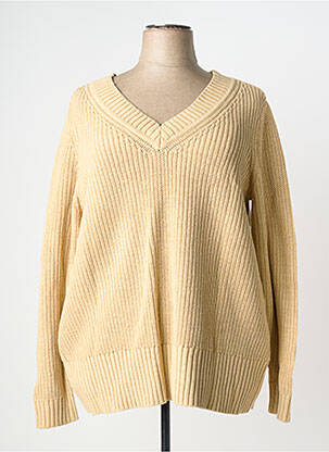 Pull col v manches longues beige SHEEGO femme