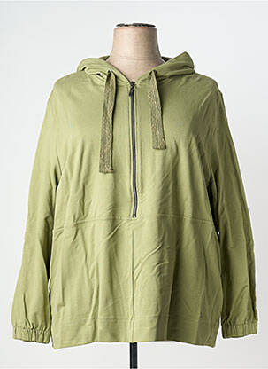 Sweat-shirt à capuche col rond manches longues vert SHEEGO femme