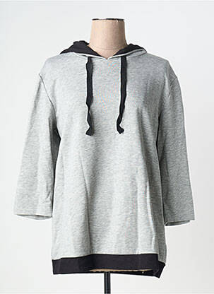 Sweat-shirt à capuche stretch manches longues gris SHEEGO femme