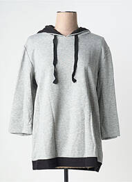 Sweat-shirt à capuche stretch manches longues gris SHEEGO femme