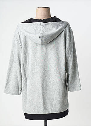 Sweat-shirt à capuche stretch manches longues gris SHEEGO femme